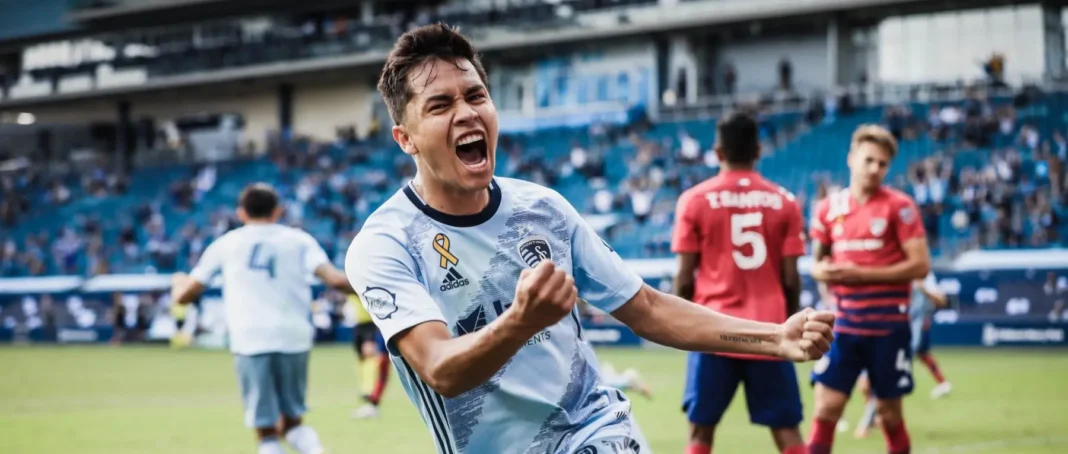 Felipe Hernández en acción durante un partido representando a Sporting Kansas City en la MLS.