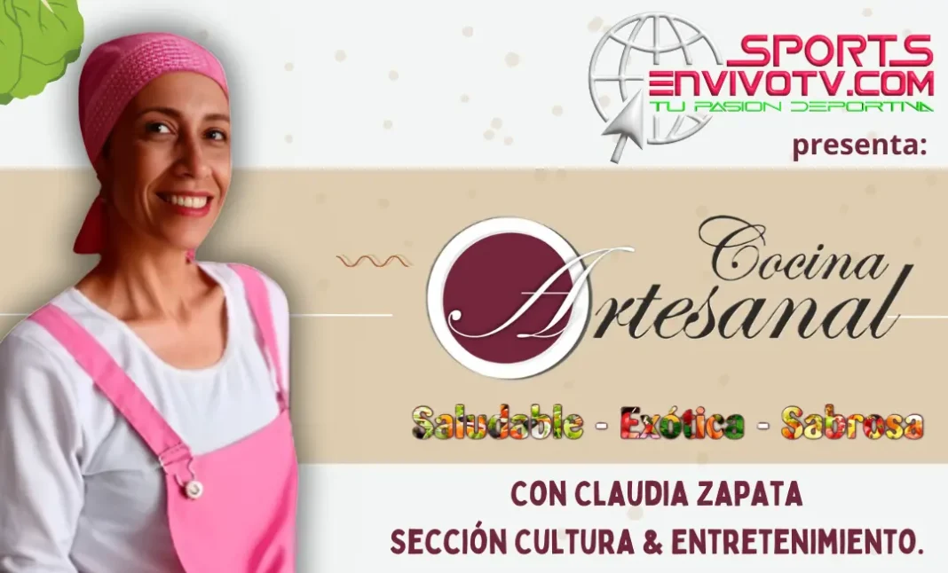 Claudia Zapata preparando una receta vegetariana saludable en su programa 'Cocina Saludable'