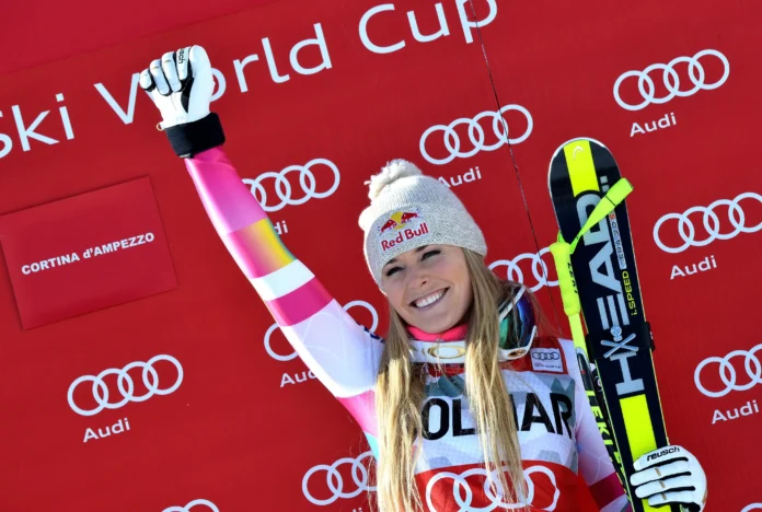 Lindsey Vonn entrenando para su regreso a la competencia de esquí.