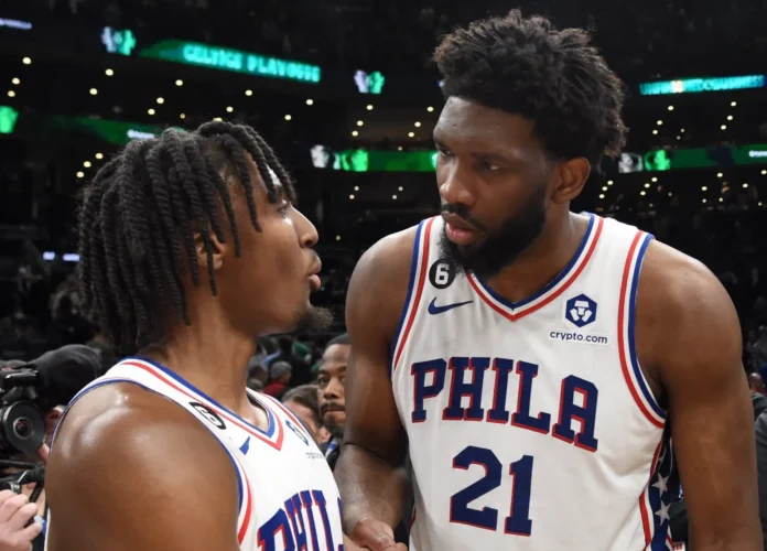 Joel Embiid durante el partido contra Miami Heat, en una de sus peores actuaciones de la temporada.