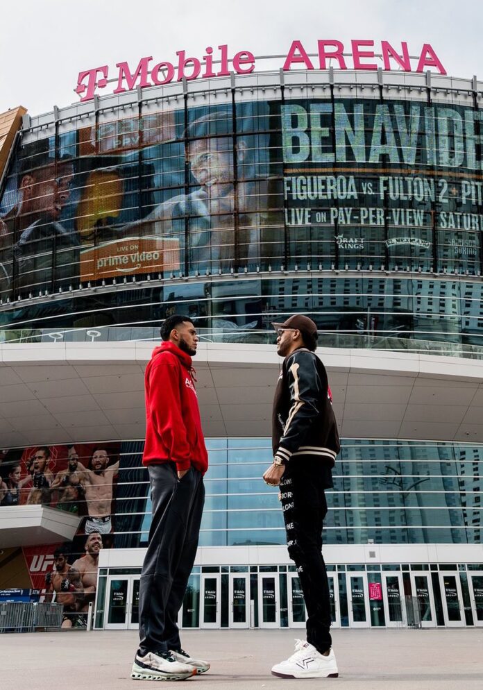 David Benavidez y David Morrell cara a cara antes del combate en Las Vegas.